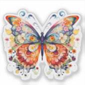 Kleurrijke bloemenretro boterie sticker (Voorkant)