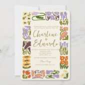  kleurrijke bloemenretro bruiloft kaart (Voorkant)