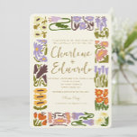 kleurrijke bloemenretro bruiloft kaart<br><div class="desc">kleurrijke bloemenretro bruiloft</div>