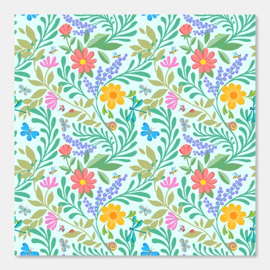 Kleurrijke bloemenretro Schattigee grappige pastel Behang (Voorkant)