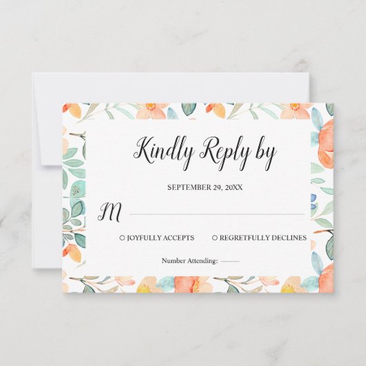 Kleurrijke bloemenrsvp bruiloft Kaart (Voorkant)