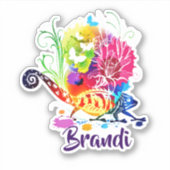 Kleurrijke bloemensalamander gepersonaliseerd sticker (Voorkant)