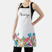 Kleurrijke bloemenscript naam gepersonaliseerd schort (Insitu)
