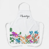 Kleurrijke bloemenscript naam gepersonaliseerd schort (Voorkant)