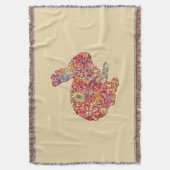 Kleurrijke bloemensilhouet konijntje gooi deken (Voorkant Verticaal)