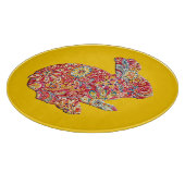 Kleurrijke bloemensilhouet konijntje snijplank (Hoek)