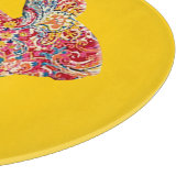 Kleurrijke bloemensilhouet konijntje snijplank (Hoek)