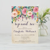 Kleurrijke bloemensip en zie uitnodigingen, kaart (Staand voorkant)