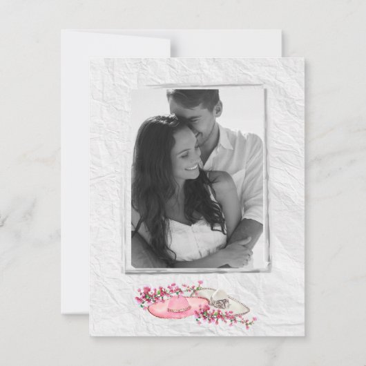 Kleurrijke Bloemensombrero Mexicaanse Bruiloft Kaart (Achterkant)