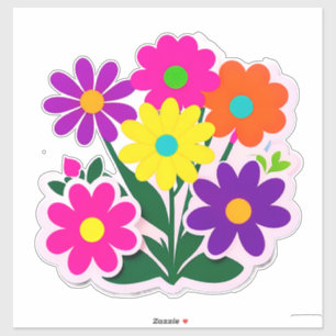 Kleurrijke bloemenstickerset met heldere bloemen sticker