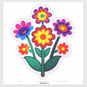 Kleurrijke bloemenstickerset met heldere bloemen sticker