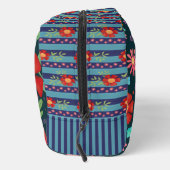 Kleurrijke bloemenstreep rood blauw vrolijk toilettasje (Rechts)