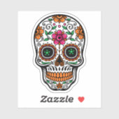 Kleurrijke bloemensuiker schedel no.1 sticker (Vel)