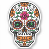 Kleurrijke bloemensuiker schedel no.1 sticker (Voorkant)