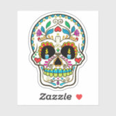 Kleurrijke bloemensuiker schedel no.5 Brandende ka Sticker (Vel)