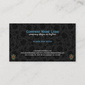 Kleurrijke bloemensuiker schedel & zwarte damasks visitekaartje (Achterkant)