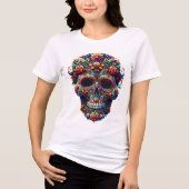 Kleurrijke Bloemensuikercraster Tri-Blend Shirt (Voorkant)