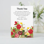 Kleurrijke bloemensympathie begrafenis dank u aankondiging (Staand voorkant)