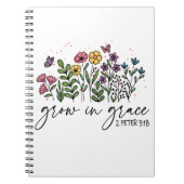 Kleurrijke bloementeelt in Grace Christelijk Quote Notitieboek (Voorkant)