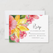 Kleurrijke bloementropische exotische bruiloft RSVP kaartje (Voorkant)