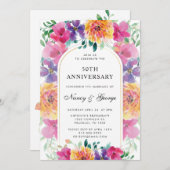 Kleurrijke Bloementuin 50e bruiloft Jubileum Kaart (Voorkant / Achterkant)