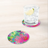 Kleurrijke bloementuin Abstract collagewerk Ronde Kartonnen Onderzetter (Insitu)