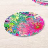 Kleurrijke bloementuin Abstract collagewerk Ronde Kartonnen Onderzetter (Gebogen)