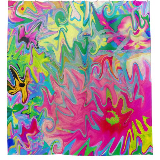 Kleurrijke bloementuin Abstracte Collage Douchegordijn (Voorkant)