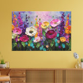 Kleurrijke bloementuin abstracte wandkunst canvas afdruk (Insitu (Woonkamer))