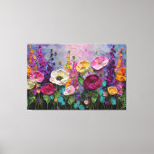 Kleurrijke bloementuin abstracte wandkunst canvas afdruk (Voorkant)
