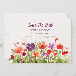 Kleurrijke bloementuin aquarel baby shower save the date