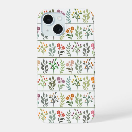 Kleurrijke bloementuin botanische streepkunst iPhone 15 case (Achterkant)