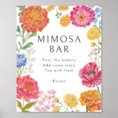 Kleurrijke bloementuin bruiloft Mimosa Bar Poster (Voorkant)