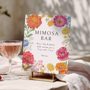 Kleurrijke bloementuin bruiloft Mimosa Bar Poster