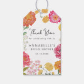 Kleurrijke bloementuin bruiloftsfeest cadeaulabel (Voorkant)