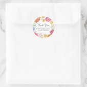Kleurrijke bloementuin bruiloftsfeest ronde sticker (Tas)