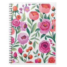 kleurrijke bloementuin illustratie naadloos patroo notitieboek