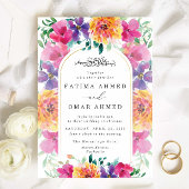 Kleurrijke bloementuin islamitische moslim bruilof kaart