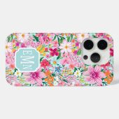 Kleurrijke bloementuin met monogram Case-Mate iPhone case (Achterkant (horizontaal))