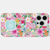 Kleurrijke bloementuin met monogram Case-Mate iPhone case (Achterkant (horizontaal))
