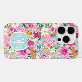 Kleurrijke bloementuin met monogram Case-Mate iPhone case (Achterkant (horizontaal))