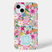 Kleurrijke bloementuin met monogram Case-Mate iPhone case (Achterkant)