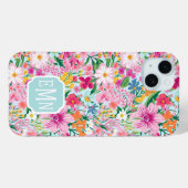 Kleurrijke bloementuin met monogram Case-Mate iPhone case (Achterkant (horizontaal))