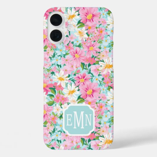 Kleurrijke Bloementuin Monogram Case-Mate iPhone Case (Achterkant)