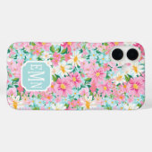 Kleurrijke Bloementuin Monogram Case-Mate iPhone Case (Achterkant (horizontaal))