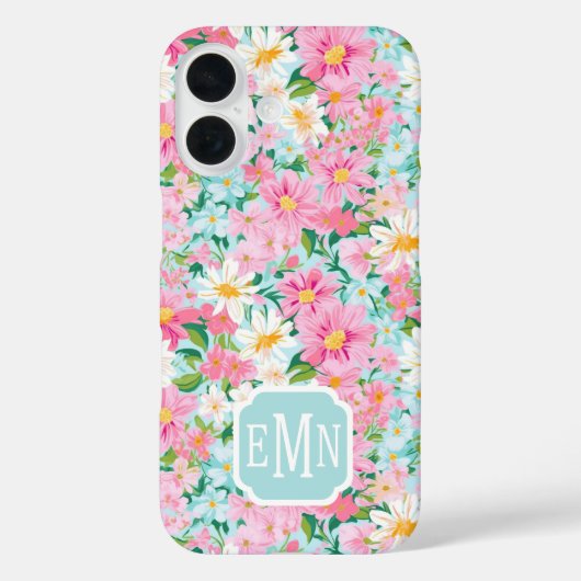 Kleurrijke Bloementuin Monogram Case-Mate iPhone Case (Achterkant)