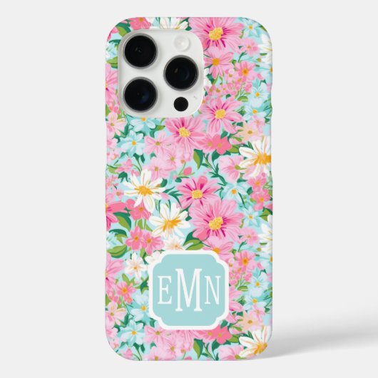 Kleurrijke Bloementuin Monogram Case-Mate iPhone Case (Achterkant)
