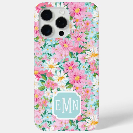 Kleurrijke Bloementuin Monogram  Case-Mate iPhone Case (Achterkant)