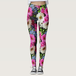 Kleurrijke bloementuin ontwerp leggings
