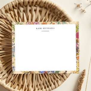 Kleurrijke Bloementuin Rand  Patroon Notitiekaartje
